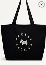 Image of Radley London Large Zip Top Soft Canvas In The Round Black Tote Bag Bnwt