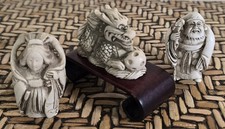 Vintage Miniature 3-Resin Netsuke Figurines 2...