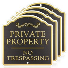 AOZUO 4 Pack Large No Trespassing Signs Private Property, 12x12 Inches, Black