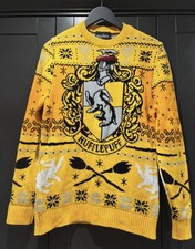 Harry Potter Hufflepuff Christmas jumper -Extra S- Yellow Black Wizarding World