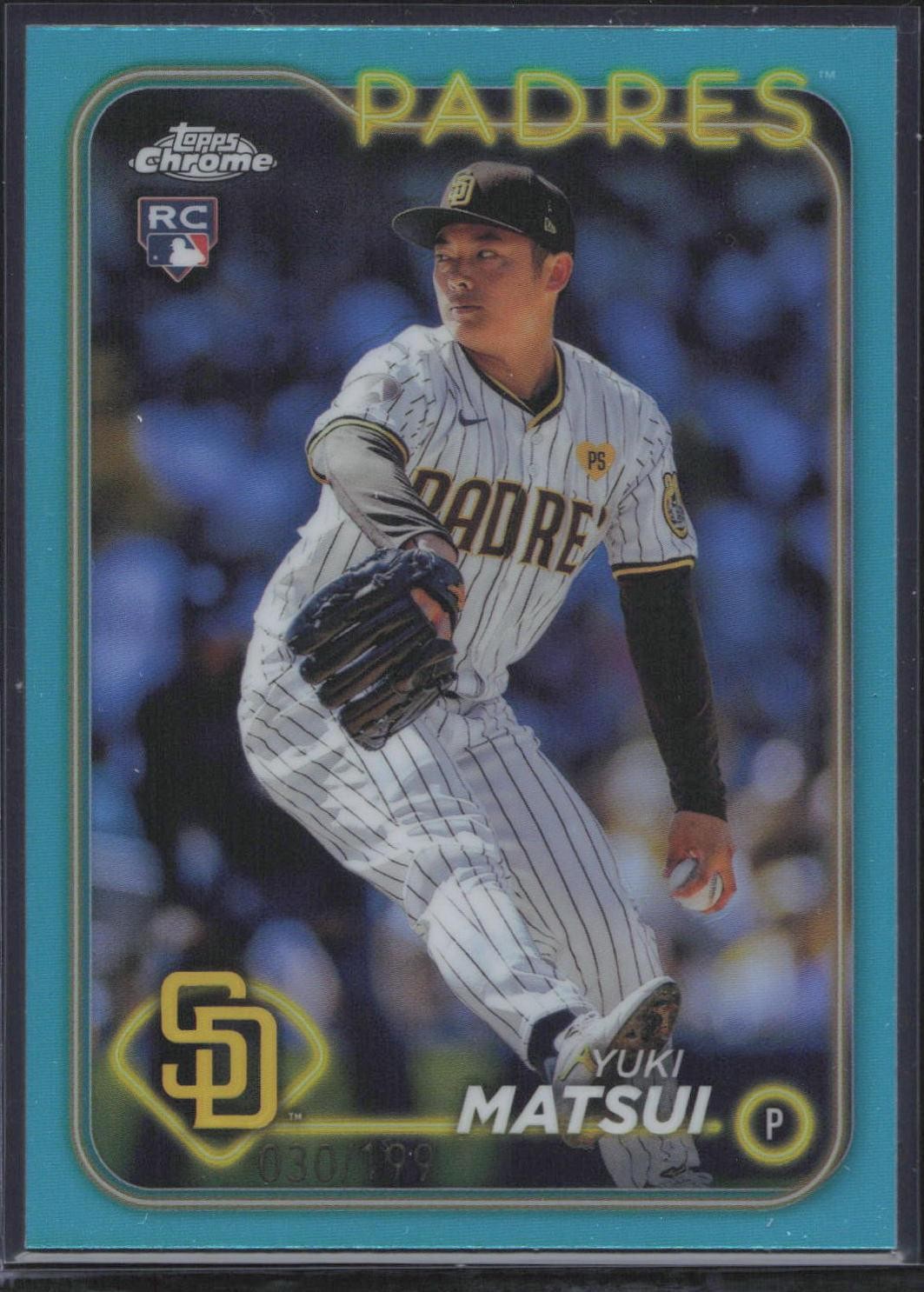 2024 Topps Chrome #116 Yuki Matsui Aqua Refractor #/199 Rookie RC Padres