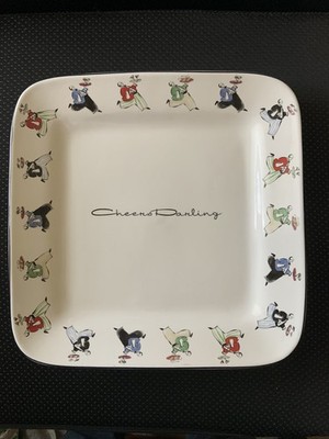 Rosanna Ceramic Square Serving Platter ''Cheers Darling'' 10 3/4''