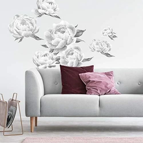 Black and White Peony Giant Peel and Stick Wall Decals by Room Mates RMK4413GM - 第 1/6 張圖片