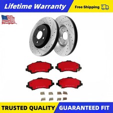 Front Drilled Brake Rotors Pads Ceramic for 2007 2008 2009-2017 Jeep Wrangler JK