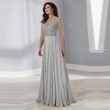 Illusion Neck Mother of the Bride Dresses With 3/4 Sleeves Guest Gowns Latest