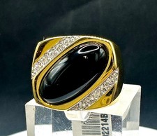 Mens gold onyx ring 18kt black signet pinky mans square classy ION