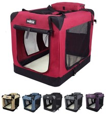 EliteField 3-Door Folding Soft Dog Crate, 30"x21"x24", Maroon, 2-Year Wty