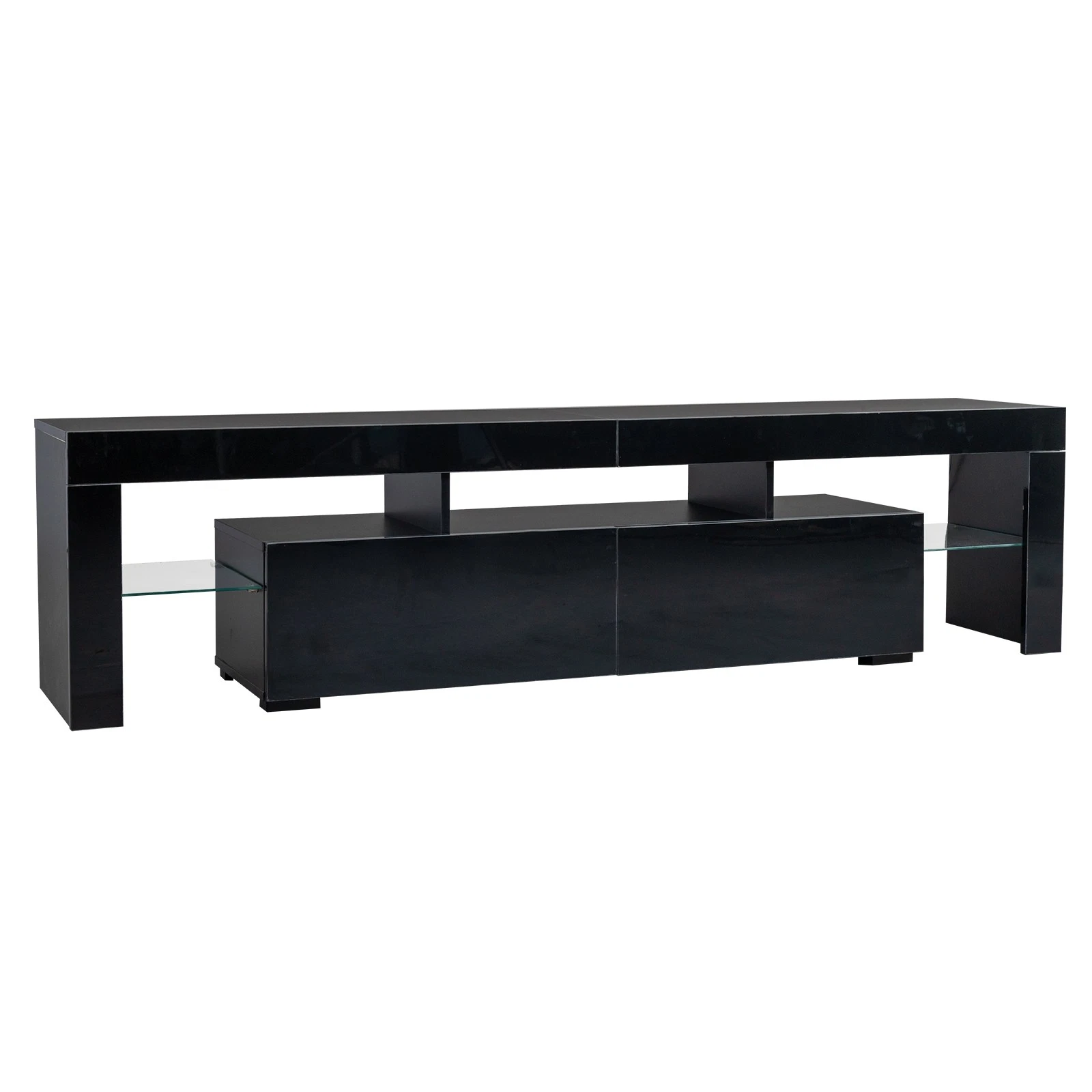 TV Stand with LED Lights up to 70 inch TV High Gloss Television Stands Black
