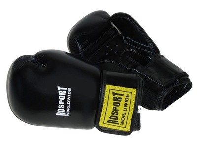 ROSPORT Boxhandschuhe '' Knock Out '' schwarz , Echtes Leder, 12 Oz