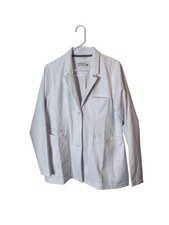 Fabletics Lab Coat Womens Large White 2-Button Scrub Jacket Notch Lapel Pockets
