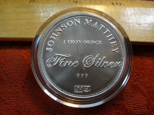 Vintage Johnson Matthey Scales One 1 Oz .999 Silver Bullion Round - No Reserve
