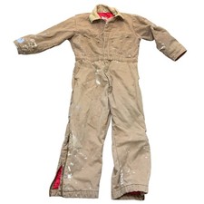 VTG Big Smith Mens Insulated Coveralls Tan Red Lining Utility Workwear Size 42R