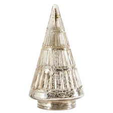Glass Ribbed Christmas Tree Tabletop Decoration, Gold, 7.9", by My Texas House