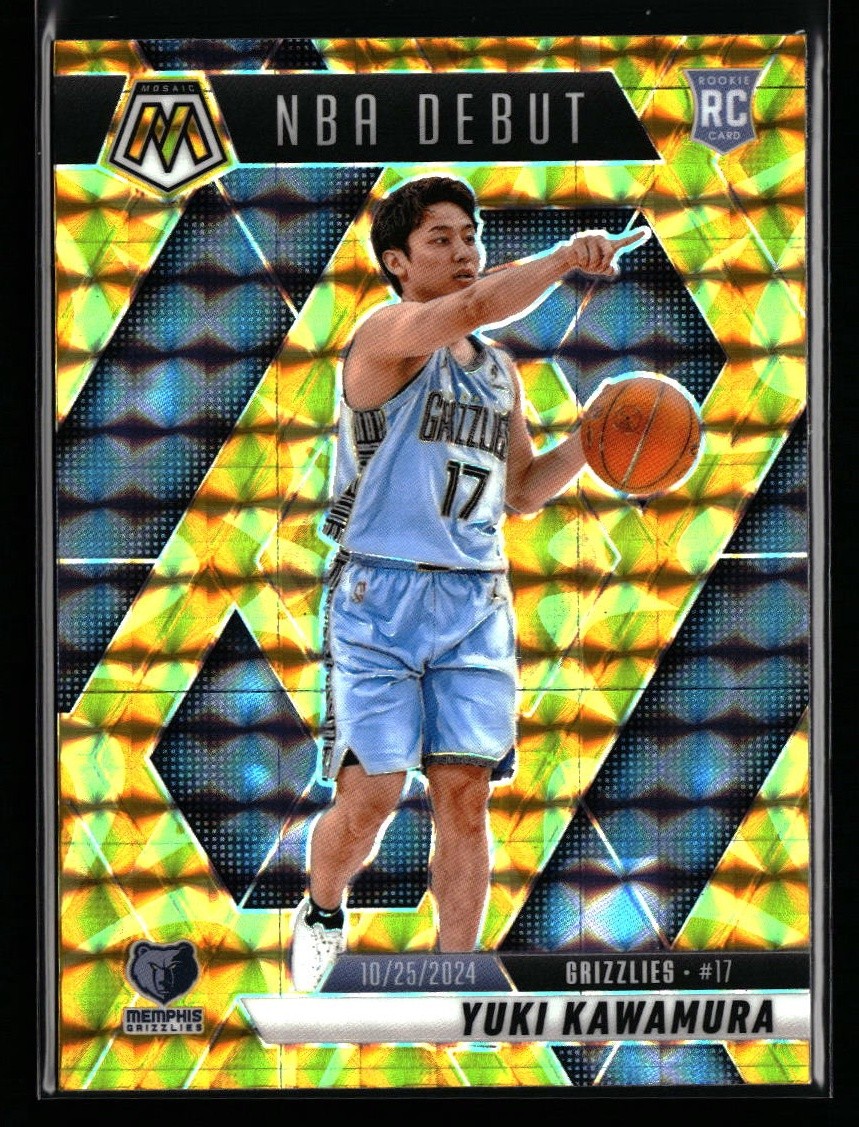 Yuki Kawamura 2024-25 Panini Mosaic #265 Reactive Yellow Mosaic Rookie Grizzlies