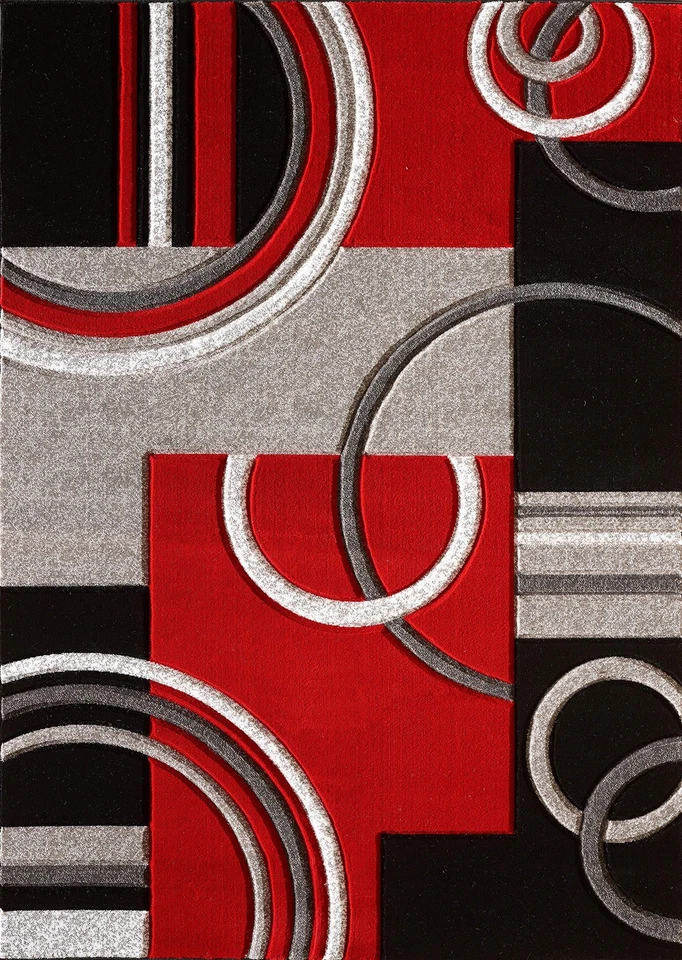 Alfombra Moderna 5x7 Roja Suave Tallada a Mano Alfombra de Piso Contemporánea con Premi... Foto 2 de 4