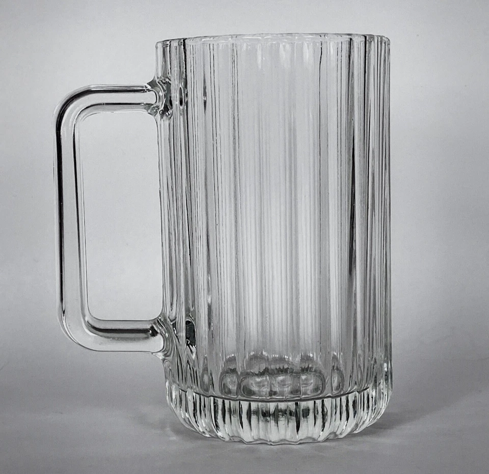 Crown CORNING Bormioli Italia 2 tazas de cerveza vidrio acanalado pesado 16 oz   Foto 2 de 4