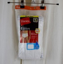 Hanes Mens 6 PACK Underwear Brief Full Rise Cotton Briefs White Size XL/40-42"