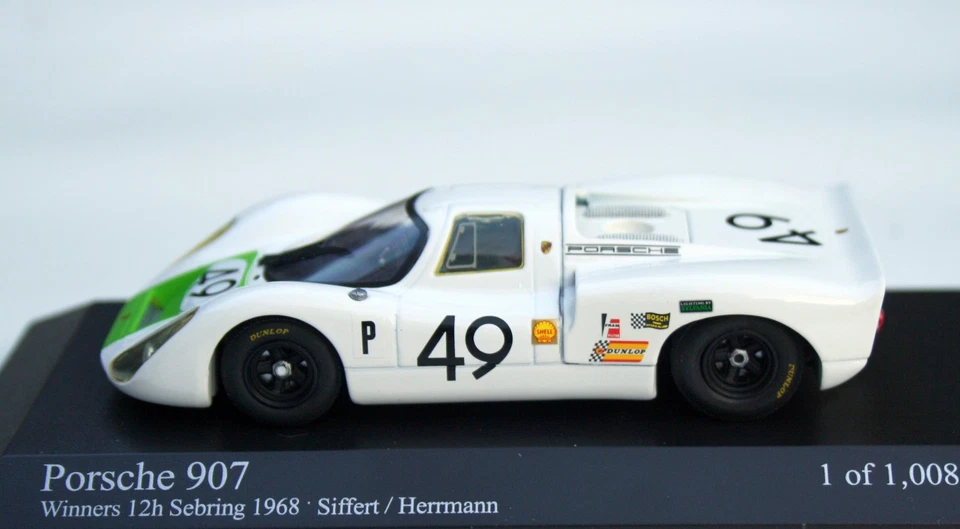 Porsche 907 2.2 Court #49 12h Sebring 1968 Siffert/Herrmann, Minichamps 1:43 - Photo 3/4