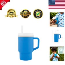 Spill-Resistant 9oz Silicone Baby Tumbler with Straw  Handle - Ocean Style
