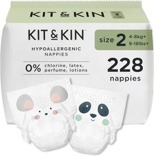 Kit & Kin Premium Eco Baby Nappies Size 2 | 4-8 kgs / 9-18 lbs | Pack of 228 0.30 per nappy
