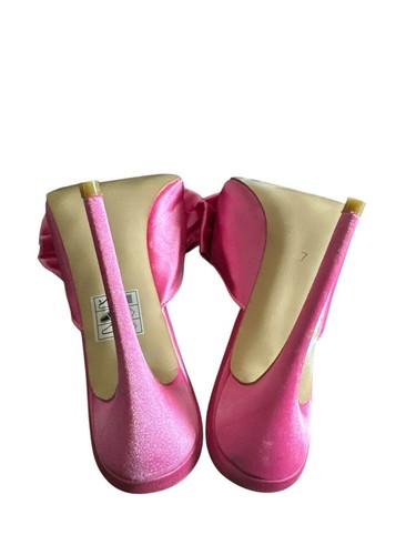 Mules MissPap de tacón con lazo satinado para mujer talla 7 rosa - Imagen 2 de 6