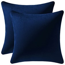 Couch Pillow Cases 16x16: 2 Pack Cozy Soft Velvet 16" x 16" Pack of 2 Navy