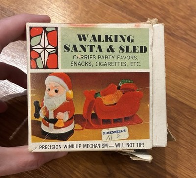 vtg 1960s Dandee Imports Walking Santa and Sled...IT WORKS