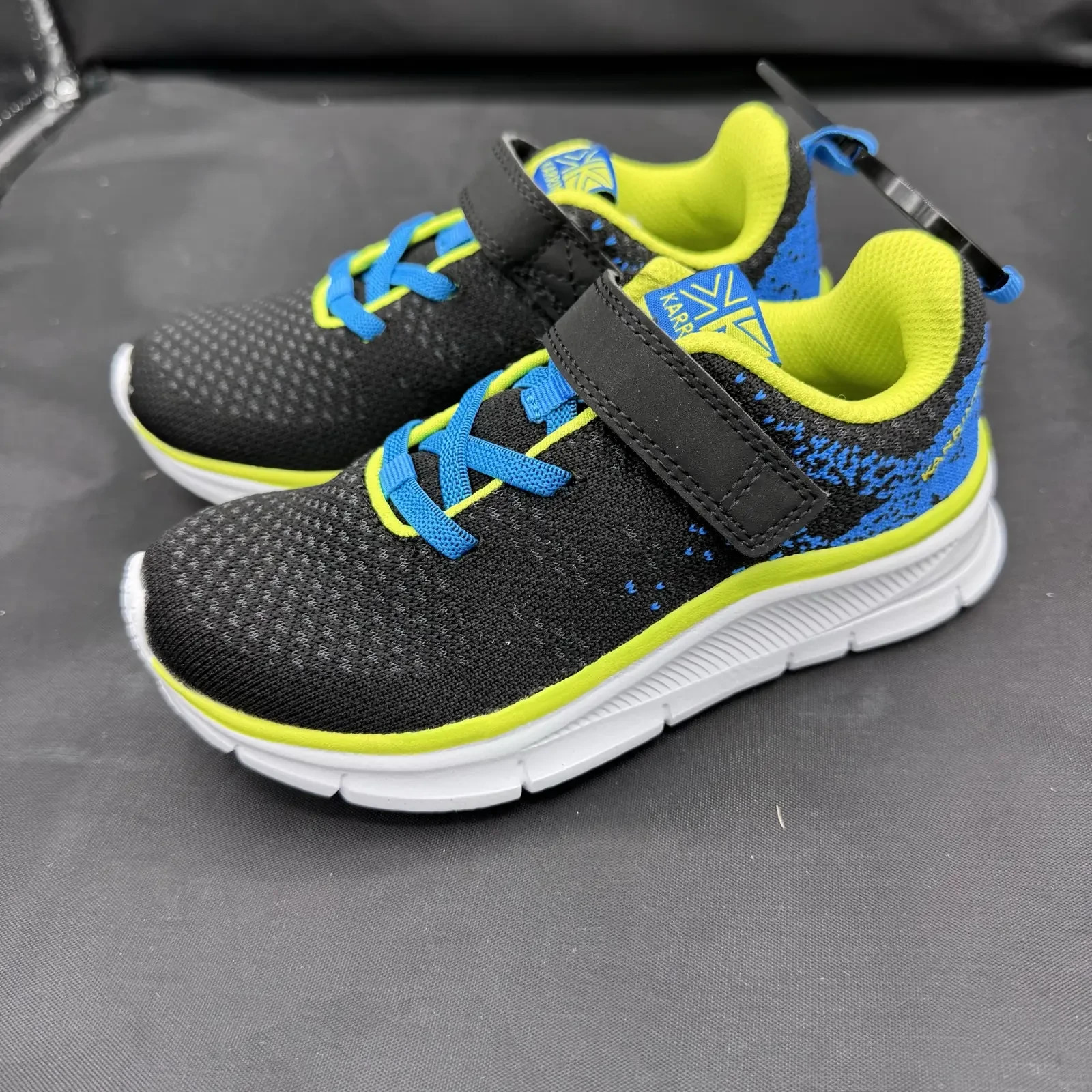 Karrimor Duma 6 Boys Running Trainers UK C11 EU 29 Black Blue Lime Kids Shoes
