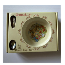 Royal Doulton Bunnykins Nursery Dish Set Plate  Spoon Beige Multicolor