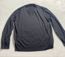 Calvin Klein Extra Fine Merino Wool V-Neck Gray Pullover Sweater Men's Size 2XL