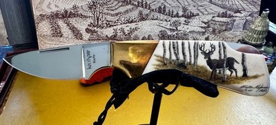 RARE CUSTOM KERSHAW  Macho  with top quality scrimshaw hand signed VERY LIMITED