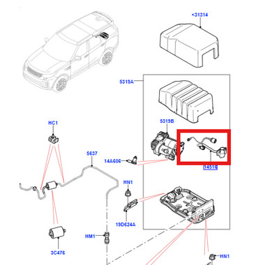 Genuine I Pace, Disco 5 & Velar Air Compressor Wiring Harness LR095837/J9D1115