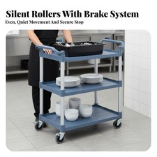 3-Tier Bussing Trolley Easy to Clean Service Trolley Heavy-Duty
