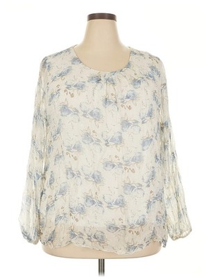 Elena Baldi Women Ivory 3/4 Sleeve Blouse 3X Plus