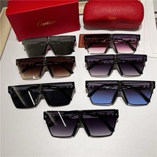 Cartier Oversized Square Shield Sunglasses Bl...