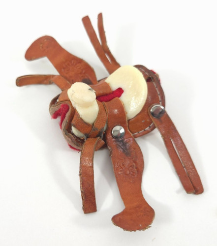 Vintage Horse Saddle Mini/Doll/Model/Toy Western Tooled Leather Soft Red Bottom
