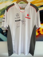 LEWIS HAMILTON & JENSON BUTTON SIGNED 2012 VODAFONE McLAREN F1 TEAM T SHIRT COA