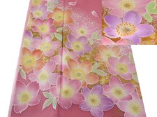 Luxury Cherry Blossom Kimono Silk Embroidery Long Sleeve Used