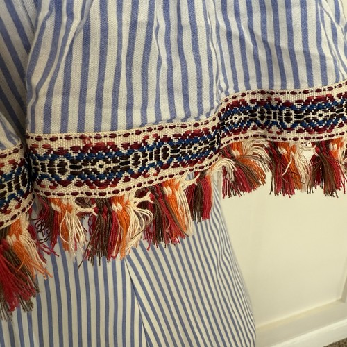 THML Wickel Maxikleid Damen groß blau weiß Streifen Tribal Fransen Quasten gefüttert " - Bild 5 von 10