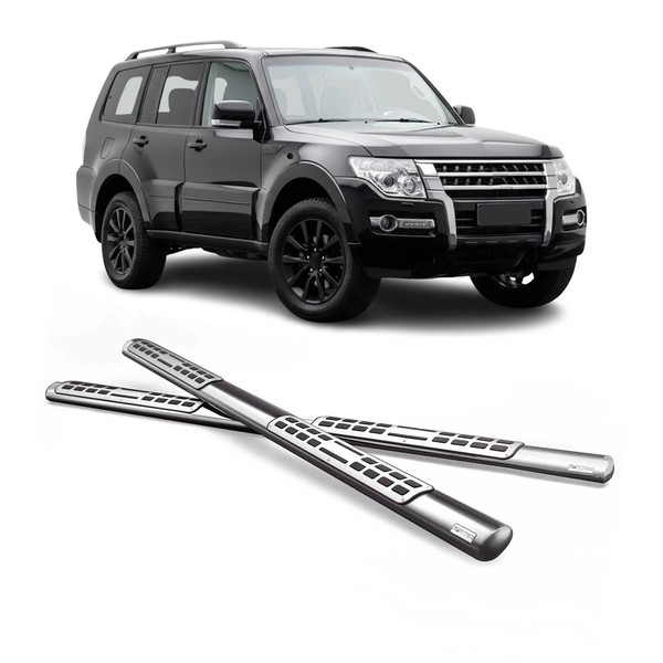 Stahl Seitenschweller Schwellerrohre FüR Mitsubishi Pajero 3TüR 2007-2021 Grau-image