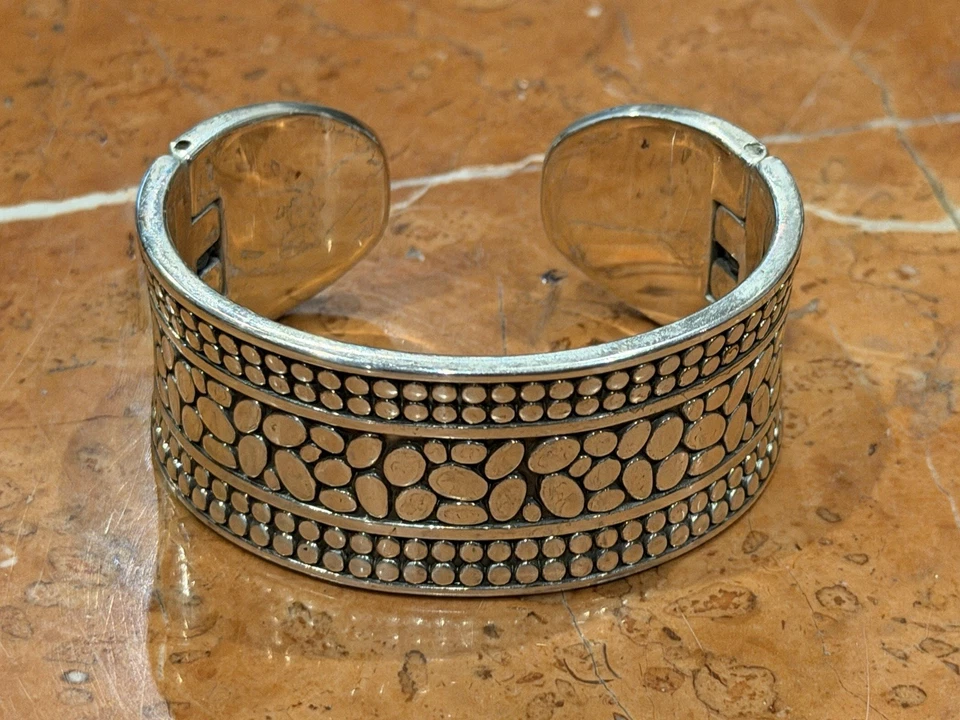 BRAZALETE BRAZALETE GRUESO PLATA DOBLE BISAGRA GUIJARRO BRILLANTE LN Foto 4 de 4
