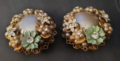 Miriam Haskell Vintage 1940s Unsigned Earrings.