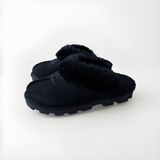 UGG Australia Coquette Women's US 5 Black Suede Sheepskin Lining Slip On Slipper