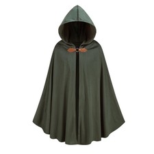 Adult Hooded Medieval Cloak Renaissance Cape for Halloween Green,39" 