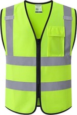 Hi Vis Class 2 Mesh Safety Vest with Chest Pocket Zipper ANSI