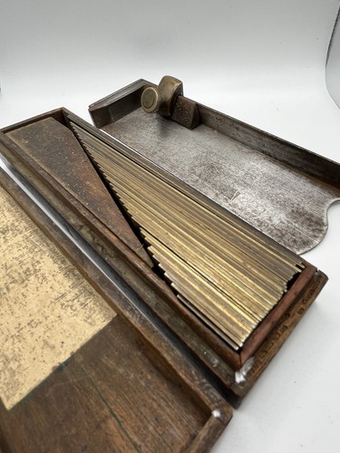 Composing Letterpress Stick Vintage With A Set Of Brass Gauges Boxed RARE - Picture 2 of 10
