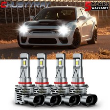 9005 9006 LED Headlights Kit Combo Bulbs 6500K High Lo Beam Super White Bright