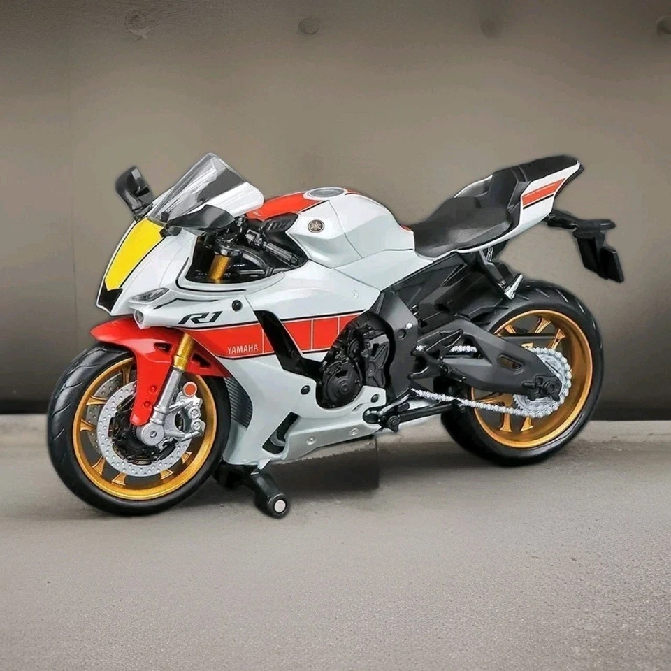 Литая модель мотоцикла Yamaha YZF-R1M 1:12 — белый сплав гоночный велосипед игрушка подарок - Изображение 2 из 4