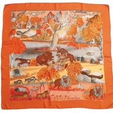 HERMES Nuba Mountain Nuba Mountain Carr 90 Scarf Silk Twill Square  Brand Vintag