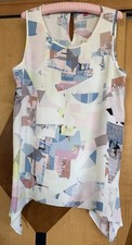 Vince Camuto Women GEO PRINT Sleeveless Keyhole Back Sundress Asym Hem Sz L